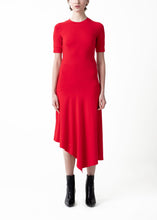 Load image into Gallery viewer, Asymmetric jersey dress red