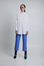 Load image into Gallery viewer, 50% OFF Oversized boyfriend shirt with ruffle pocket white