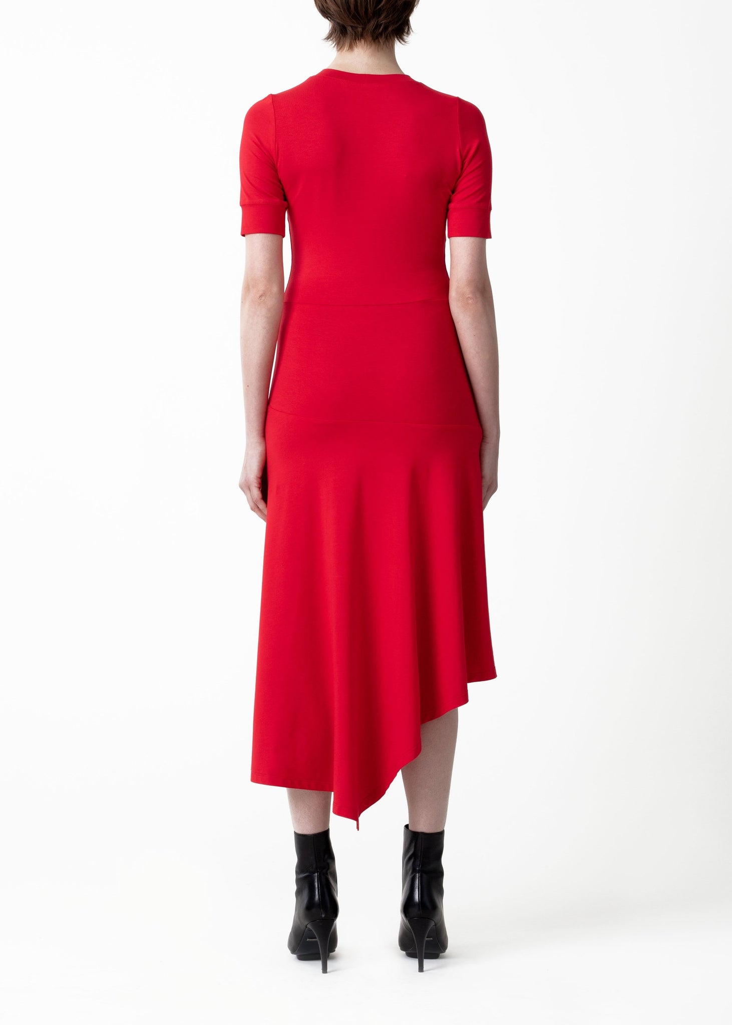 Asymmetric jersey dress red sofopopup Asymmetric jersey dress red sofopopup