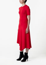 Load image into Gallery viewer, Asymmetric jersey dress red