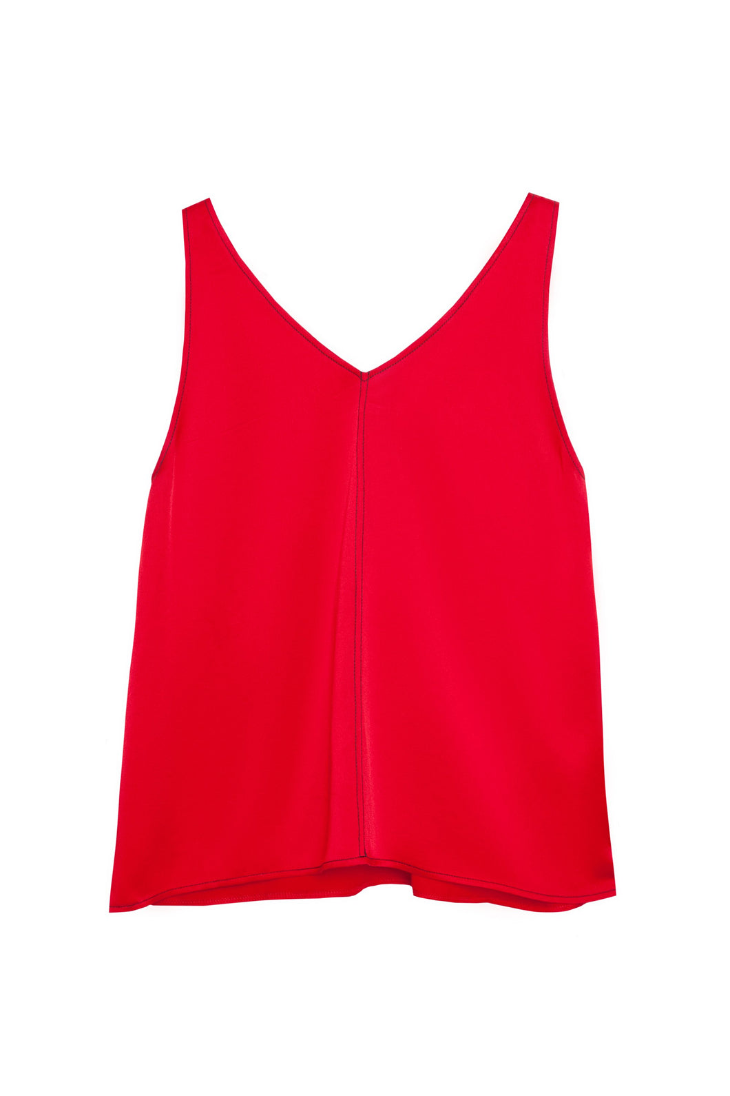 50% OFF  V- neck top with accent stitching red
