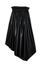 Load image into Gallery viewer, Asymmetric faux leather skirt with stretch waist